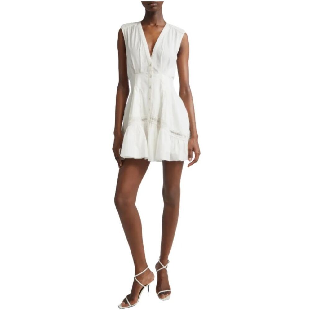 NWT Ramy Brook Eloisa White Sleeveless Button Up Dress Pleated Size XS